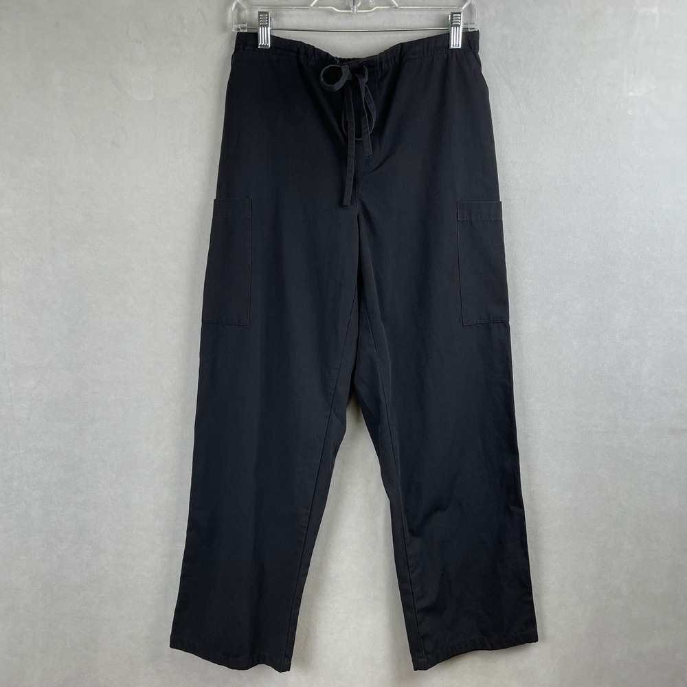 Black Cargo Scrub Pants Mens S Drawstring Elastic Utility Healthcare Workwear